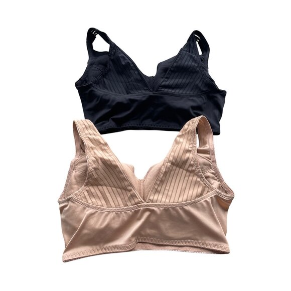 Rhonda Shear 2 Pk Striped Pin Up Bra Size XL Black Beige Intimate Support 649.13 - Picture 3 of 9